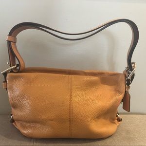 Coach Orange Pebble Leather Shoulder Bag, Preowned